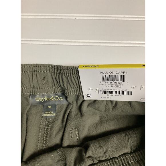 Style &‎ Co Women's PM Green Drawstring Capri Pants Casual Summer - Picture 4 of 8